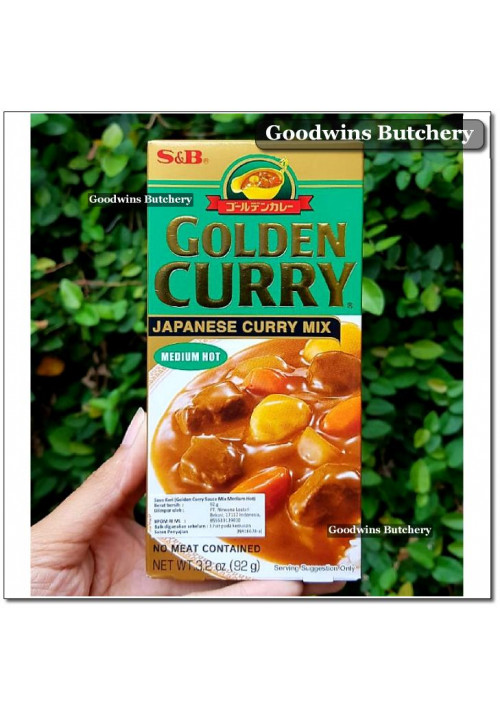 Curry block roux GOLDEN CURRY Japanese curry mix S&B Food Japan MEDIUM HOT 92g 3.2oz EXP. 19/9/2022
